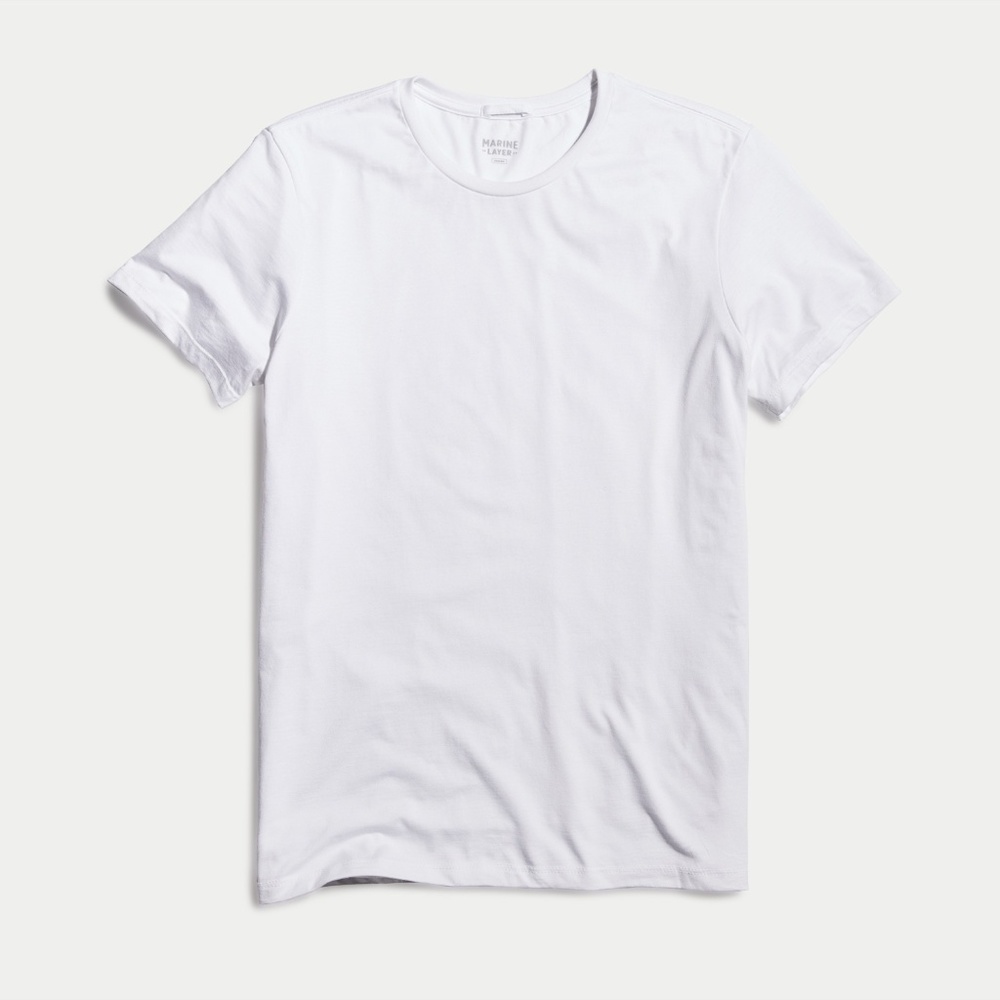 Marine Layer Signature Crewneck Tee in Pure White